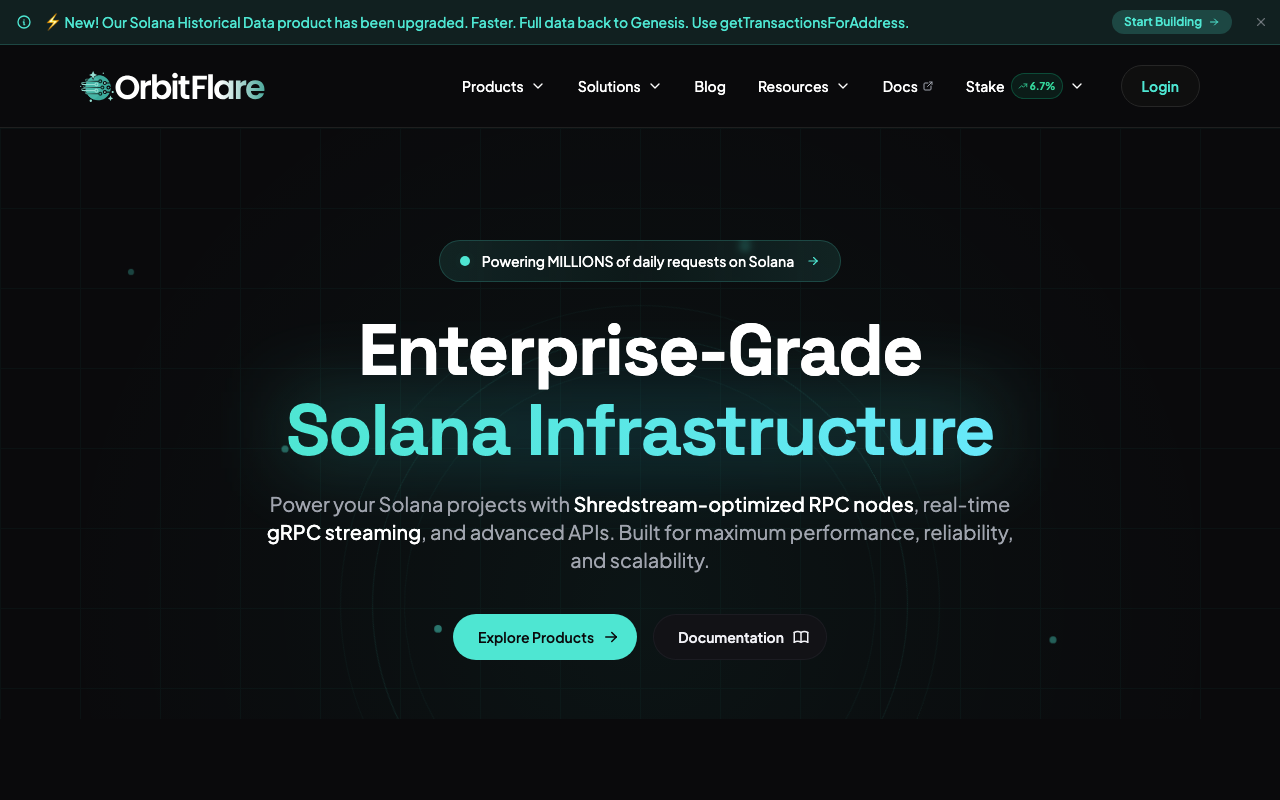 OrbitFlare homepage